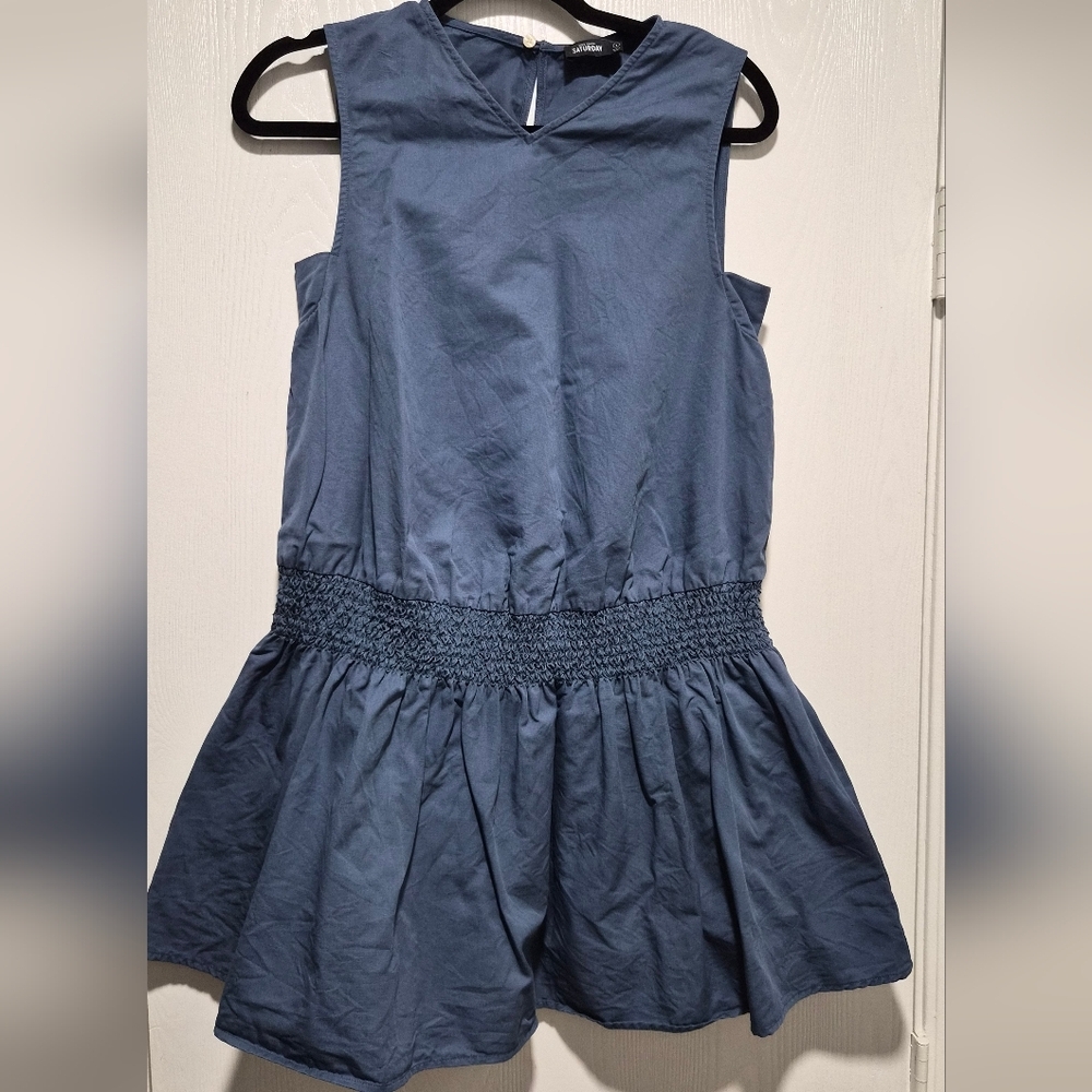 kate spade Navy Blue Sleeveless Smocked Waist Mini Dress